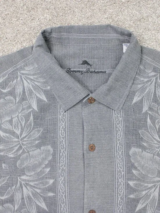 Tommy Bahama Shirt Mens 3XL XXXL Black Floral 100% Silk Short Sleeve Button Up - Picture 4 of 12